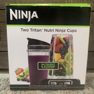Ninja Accessories Two 24 Oz Tritan Nutri Ninja Cups w/2 Sip & Seal Lids